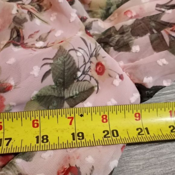 Boohoo Floral Print Belted Skater Dress Pleated Sleeve Size 12 Pink NWT - Picture 11 of 13